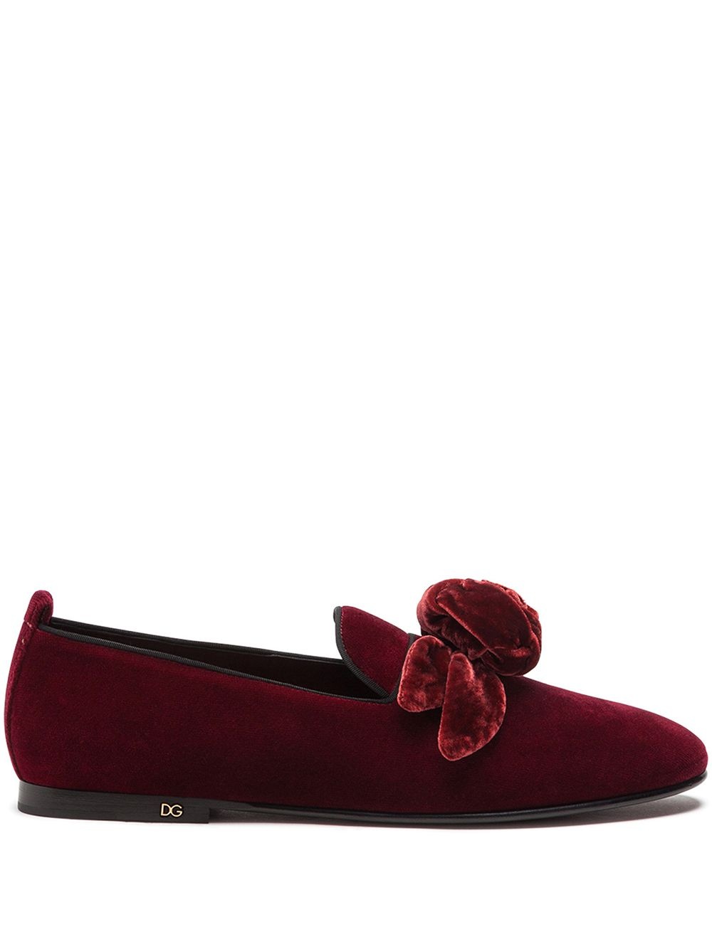 rose-appliqué velvet-effect slippers - 1