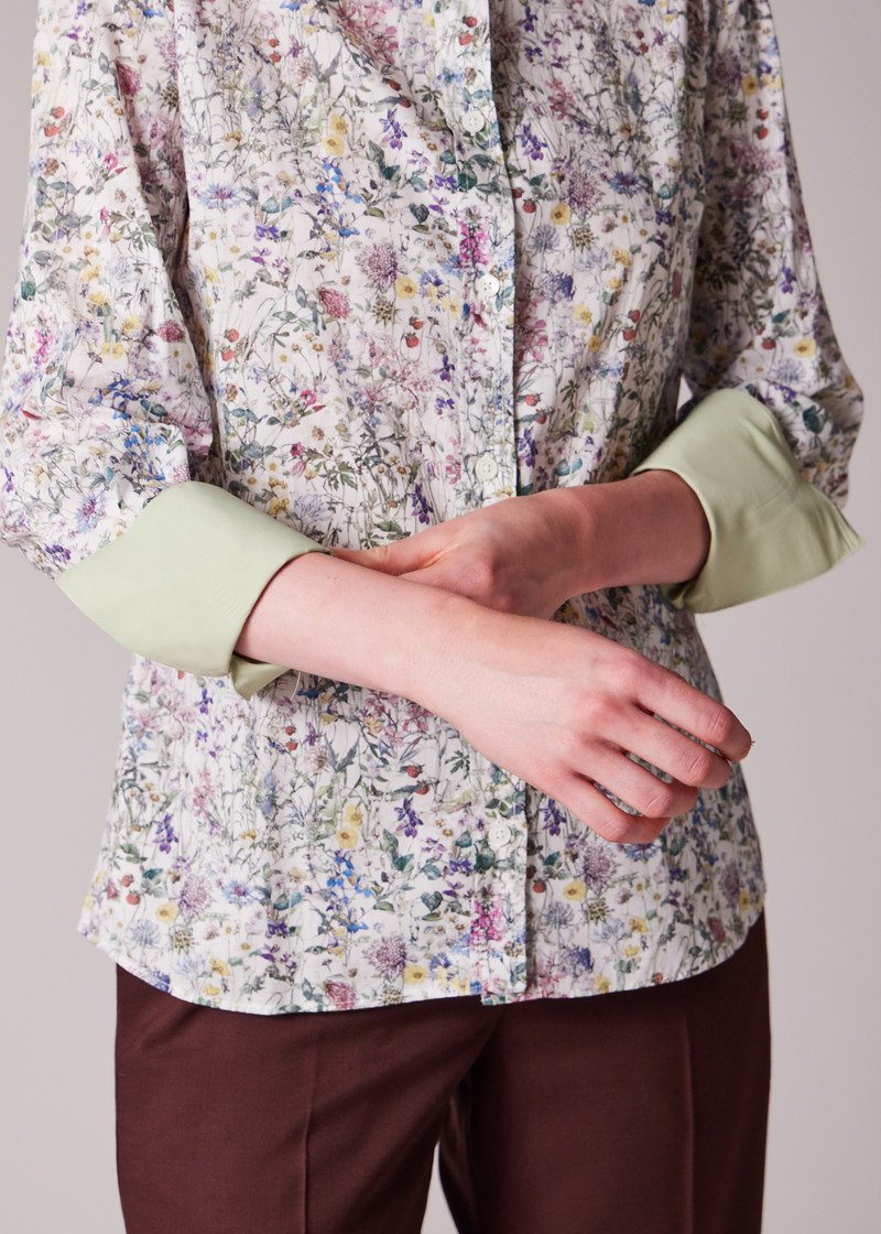Women's White Cotton 'Liberty Floral' Print Shirt 4