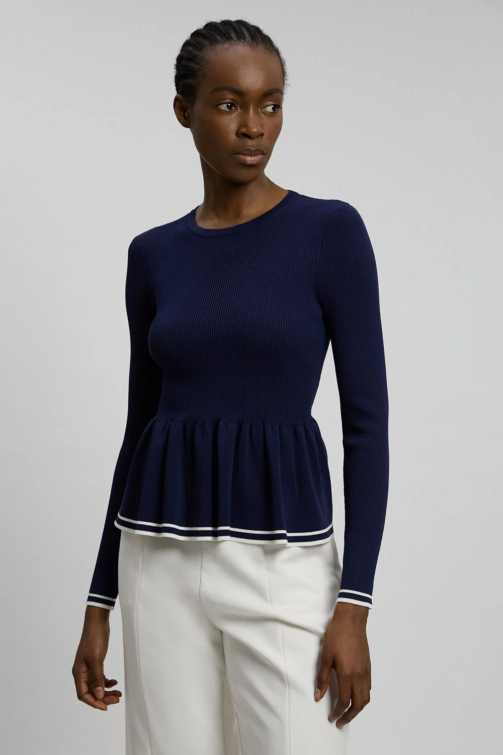 Viscose Blend Knitted Peplum Jumper - 1