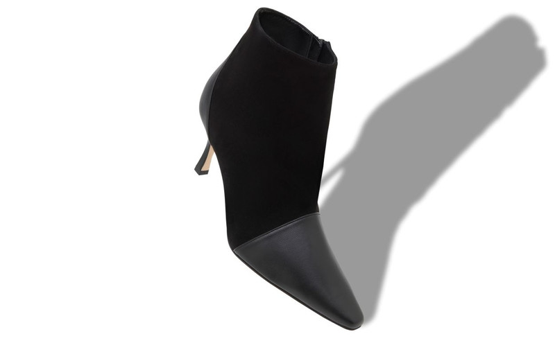 Manolo Blahnik Black Suede Pointed Toe Ankle Boots outlook