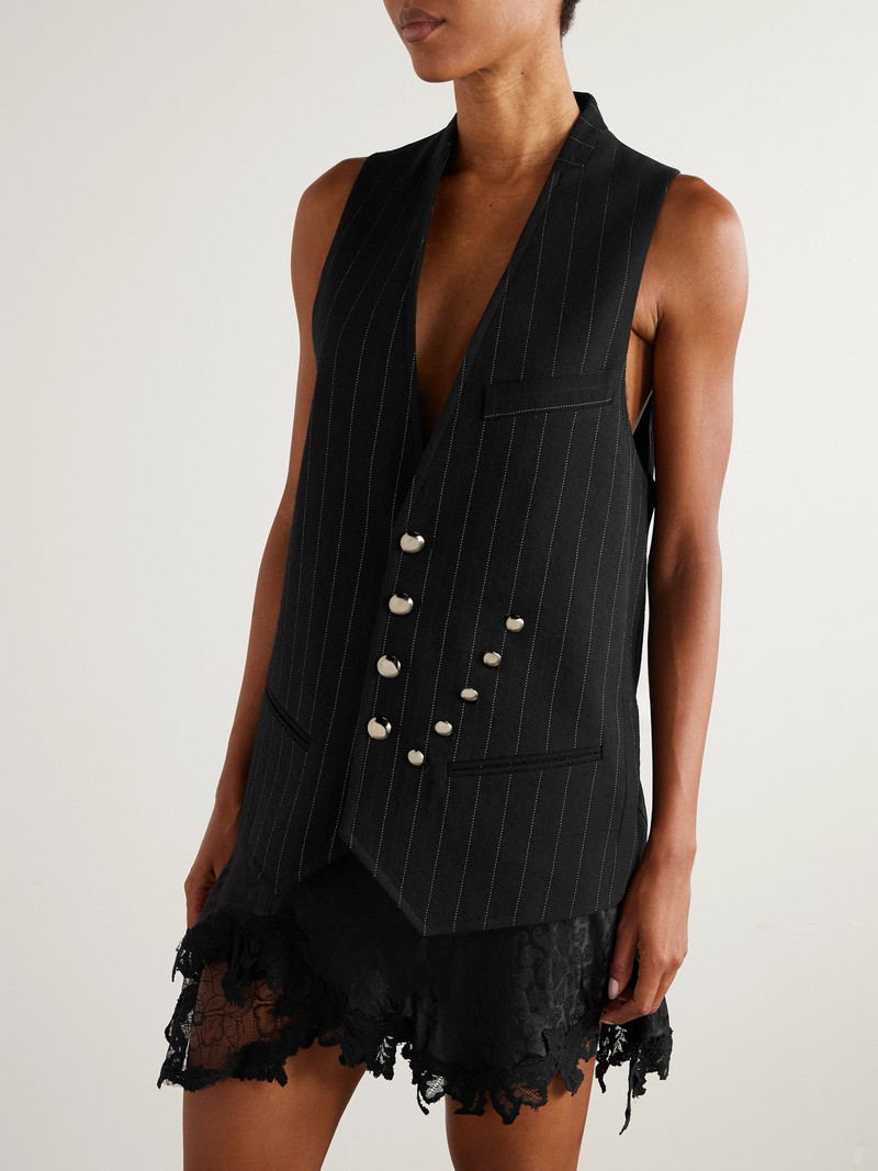 Manon Pinstriped Satin And Cotton-blend Twill Vest 4