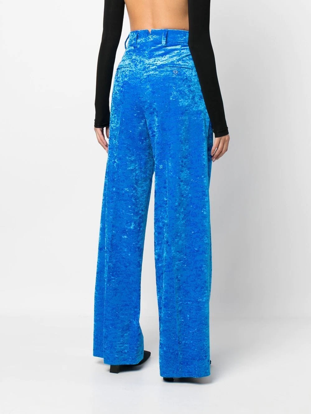 velvet high-waisted trousers - 4