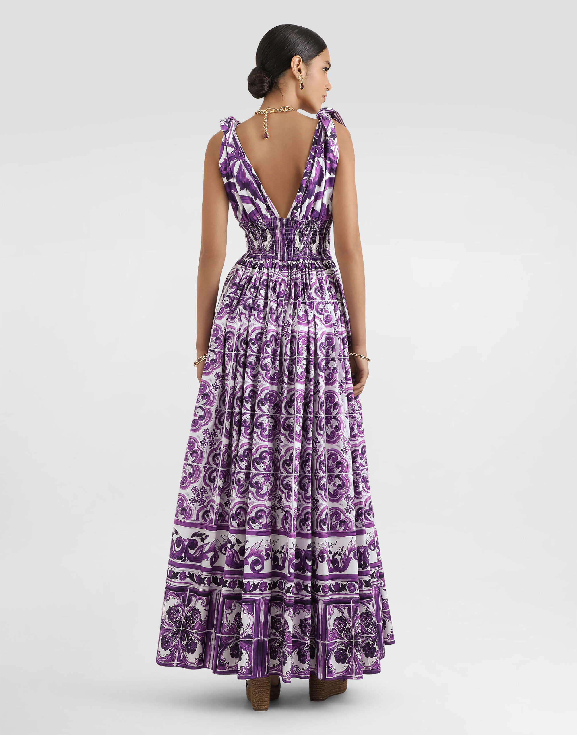 Majolica-print poplin dress - 3