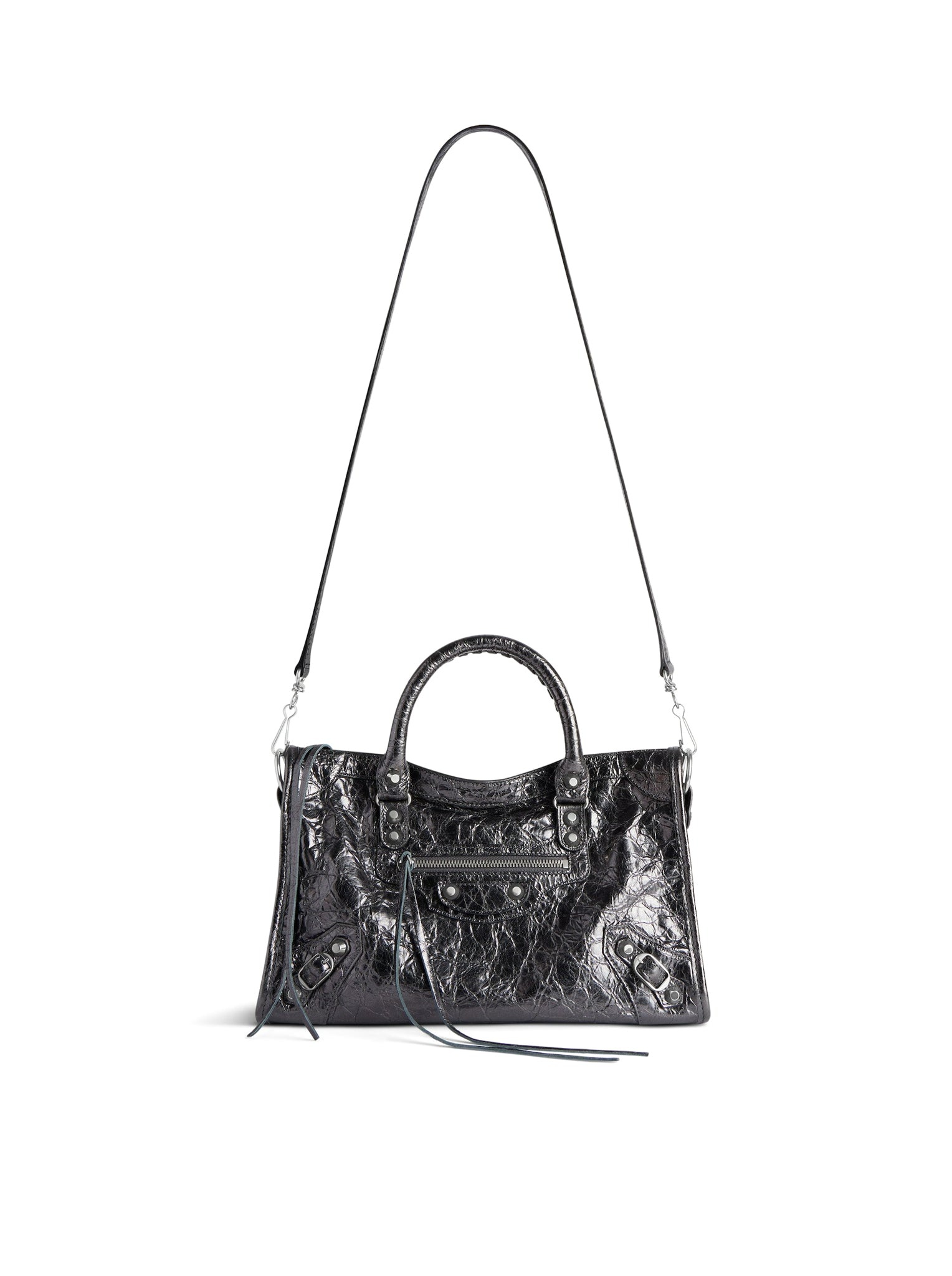 LE CITY SMALL METALLIC WOMEN`S BAG IN STEEL GREY - 4