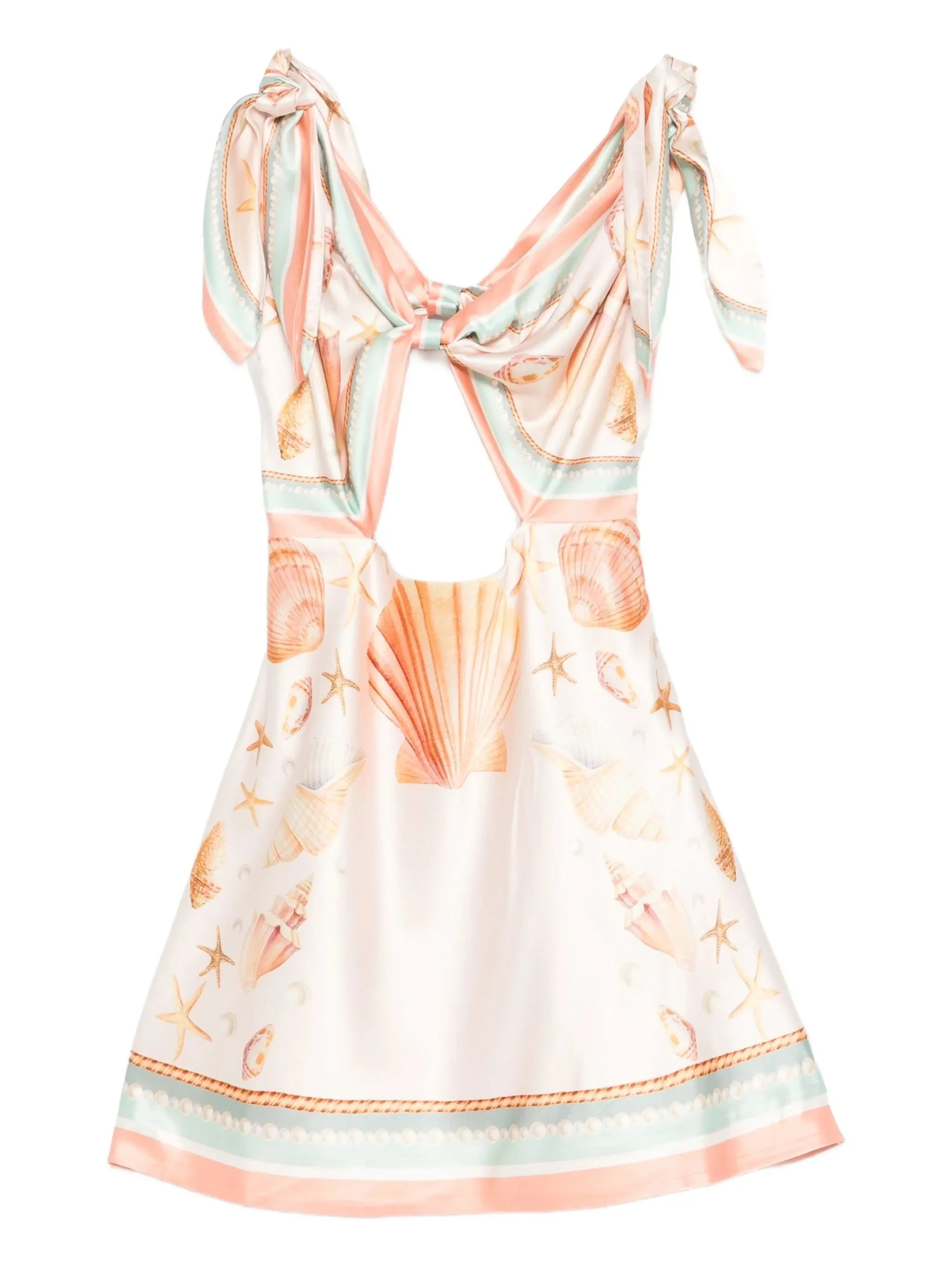 Icelyn shell-print knot-front mini dress - 1