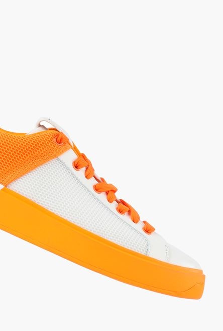 White and orange smooth leather and mesh B-Court sneakers - 6