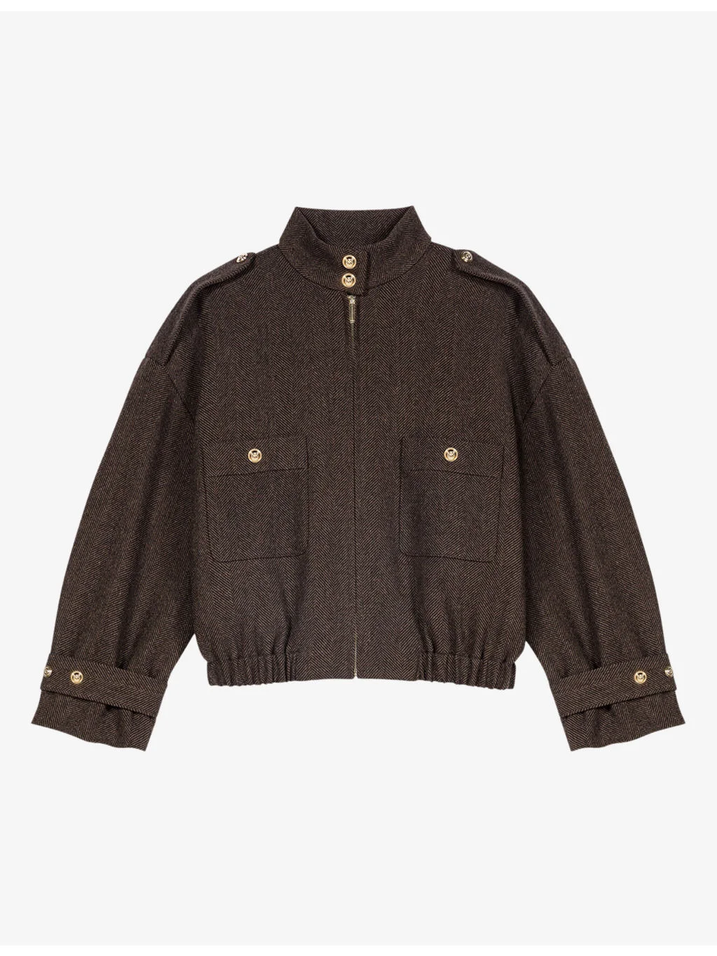 Herringbone Oversized-Fit Wool-Blend Jacket - 1