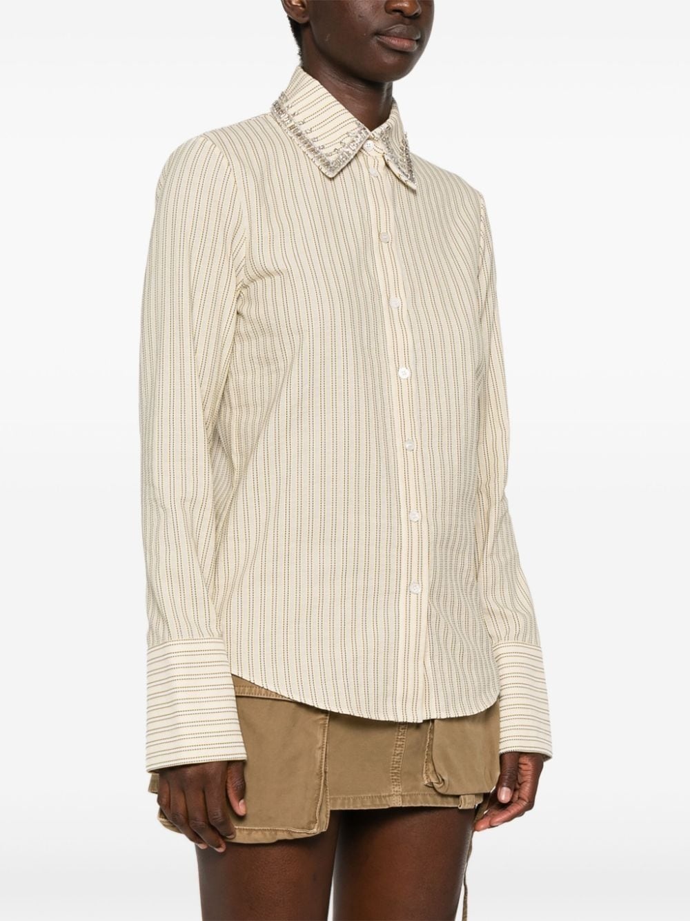 crystal-embellished striped shirt - 3