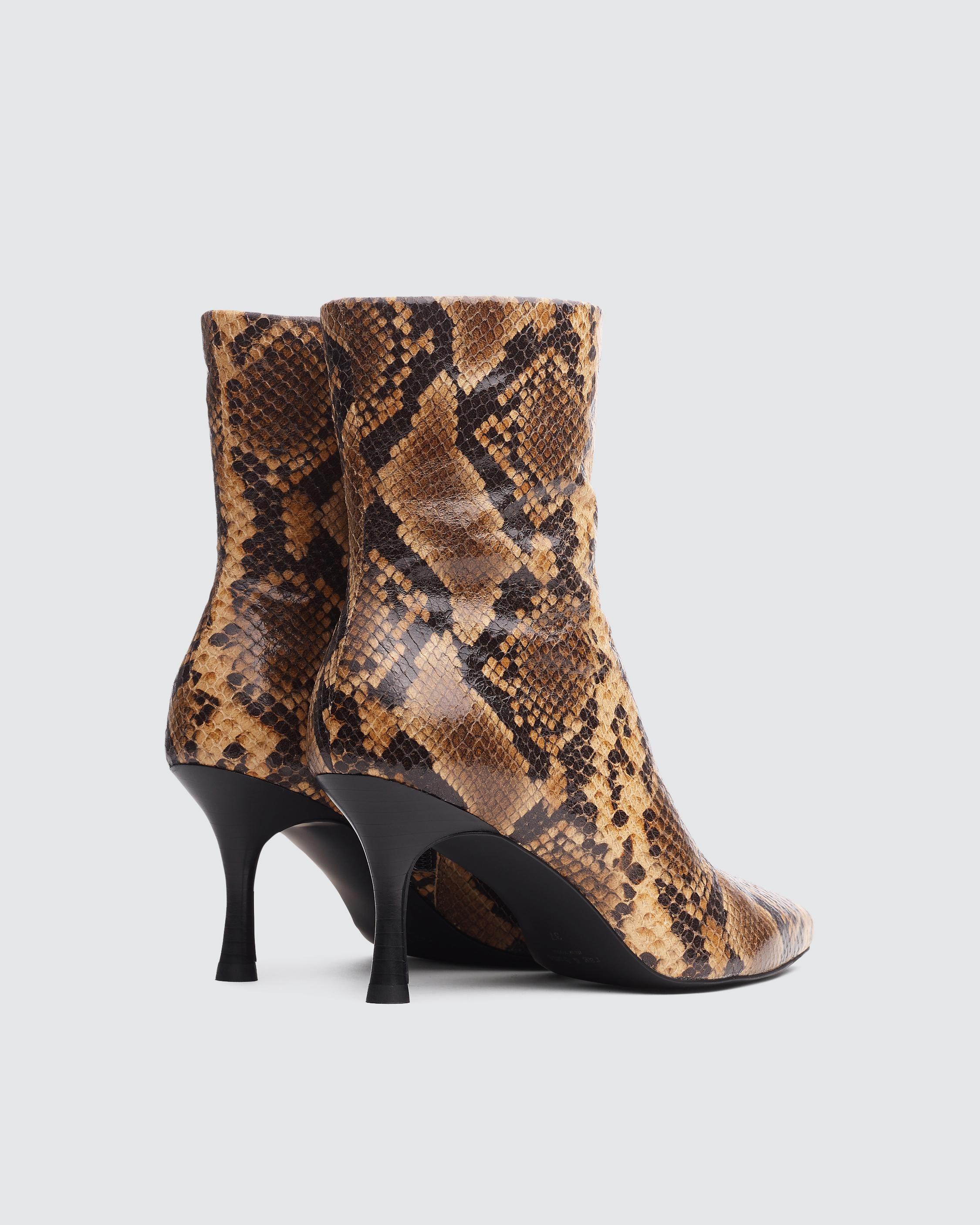 Brea Boot - Snakeskin Print Leather
Heeled Ankle Boot - 3