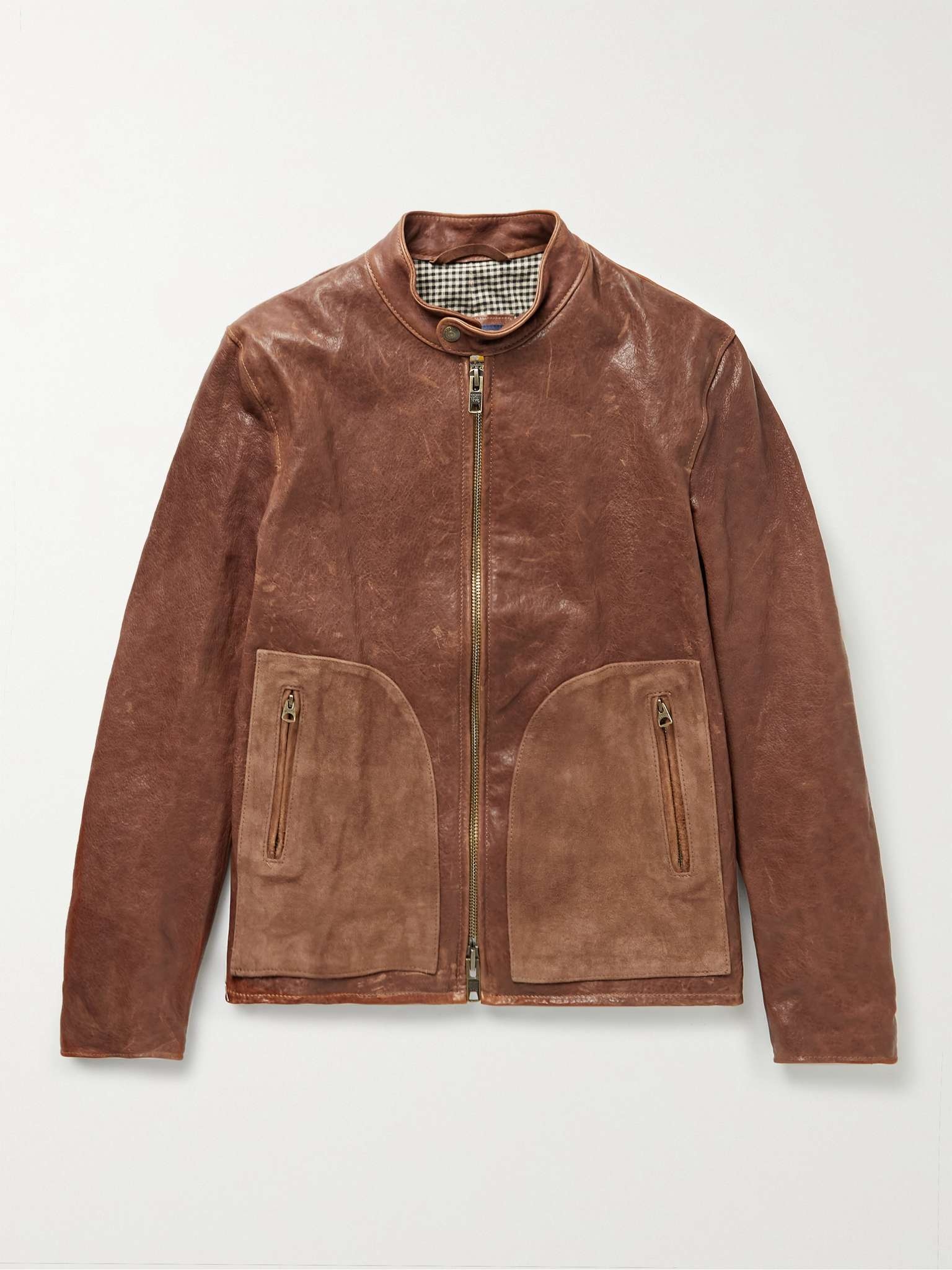 Suede-Trimmed Full-Grain Leather Jacket - 1