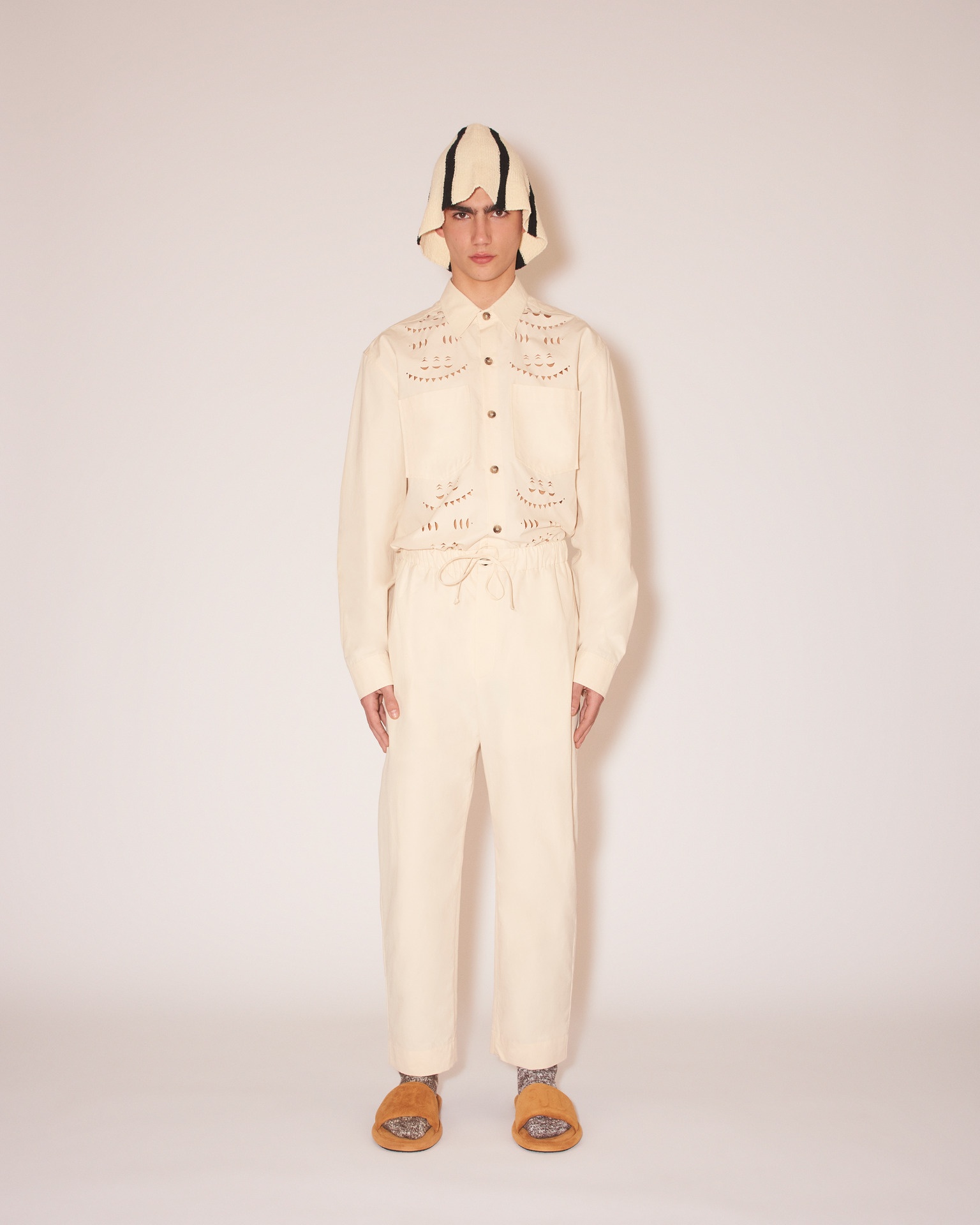 JARI - Laser-cut shirt - Creme - 3