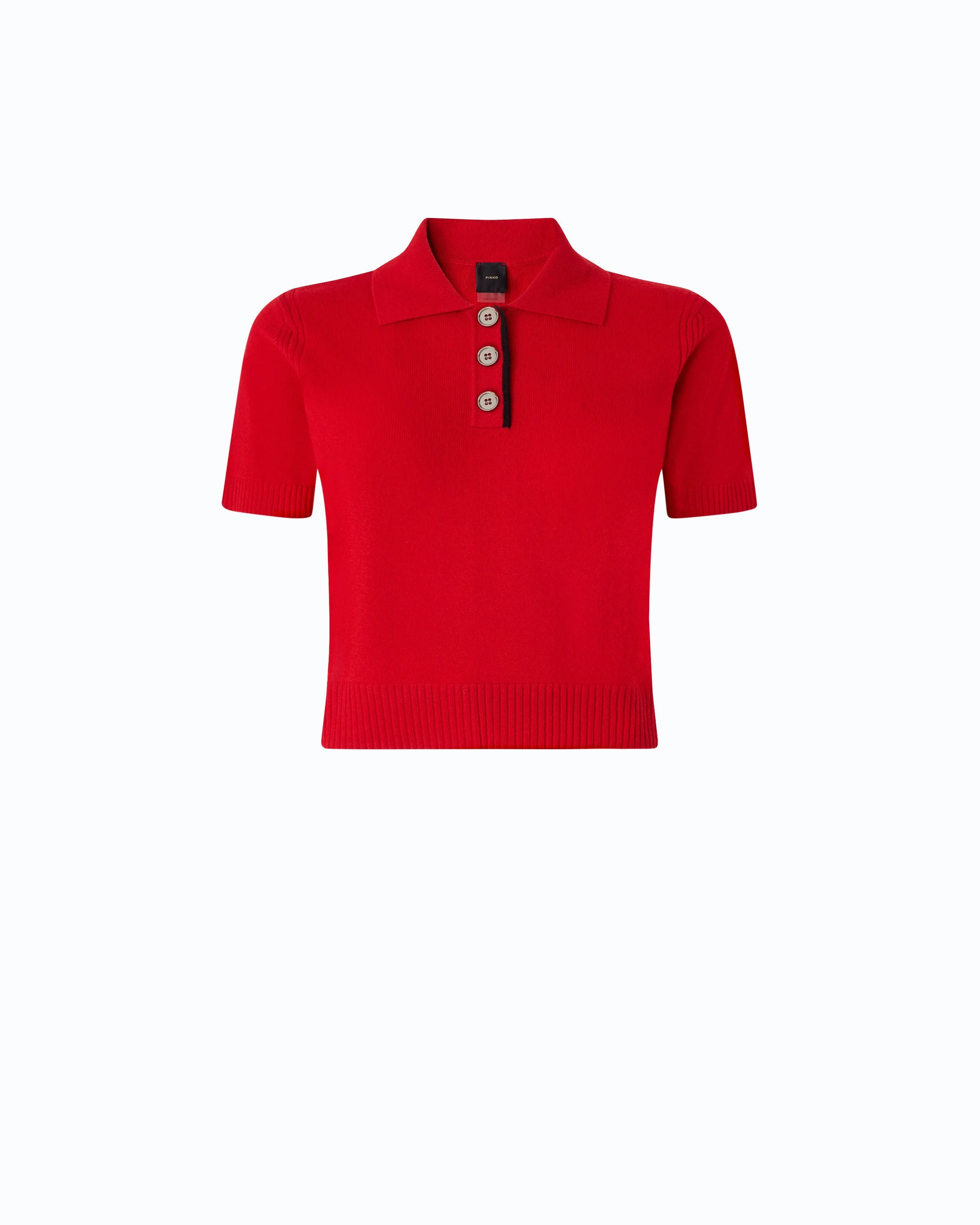 WOOL AND CASHMERE CROPPED POLO SHIRT - 1