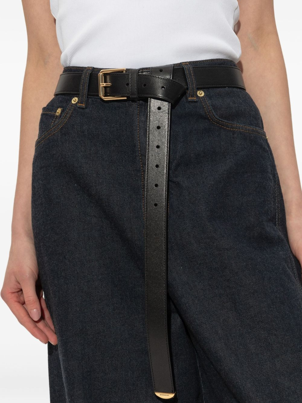 gold-buckle leather belt - 4