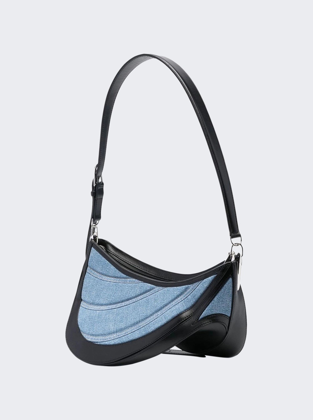 Small Denim Spiral Curve 01 Shoulder Bag Medium Blue And Black - 4