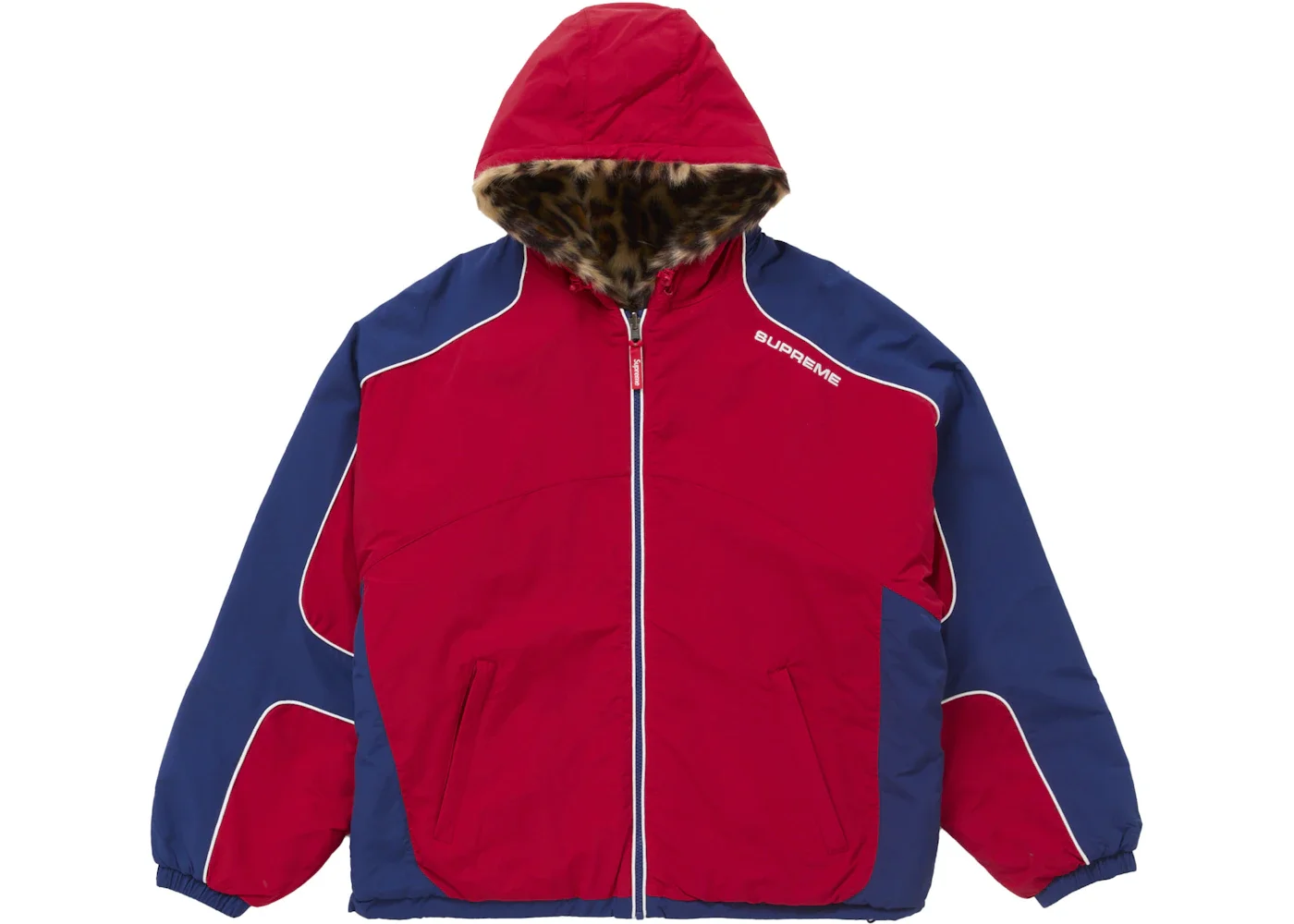 Supreme Faux Fur Reversible Hooded Track Jacket Red - 1