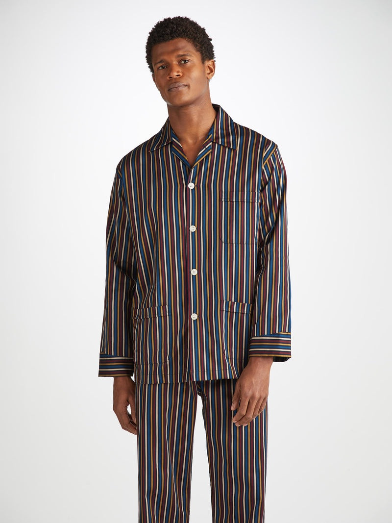 Derek Rose Men's Classic Fit Pajamas Wellington 57 Cotton Navy outlook
