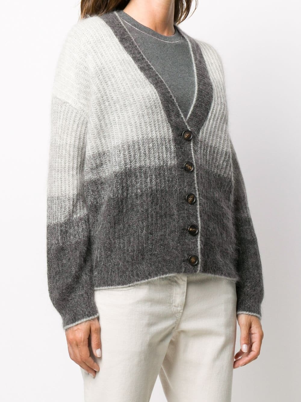 gradient-effect button-down cardigan - 3