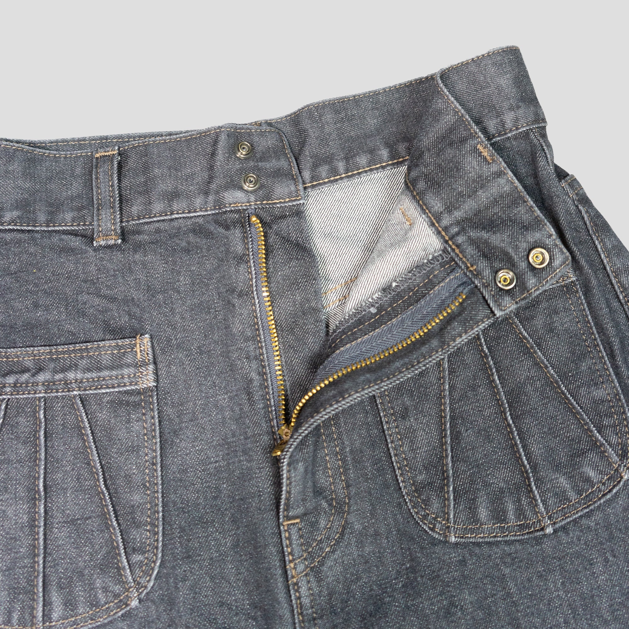 14oz BLACK DENIM FREE WHEEL SKIRT - 3