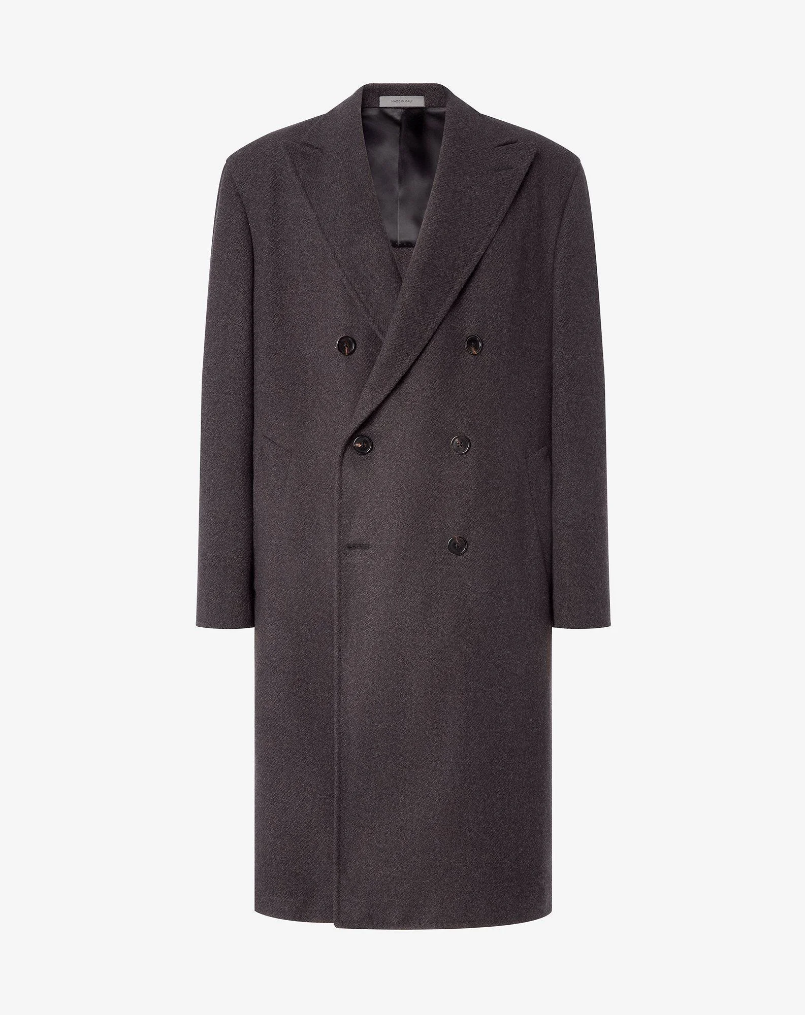Men’s brown soft wool and cashmere twill coat - 1