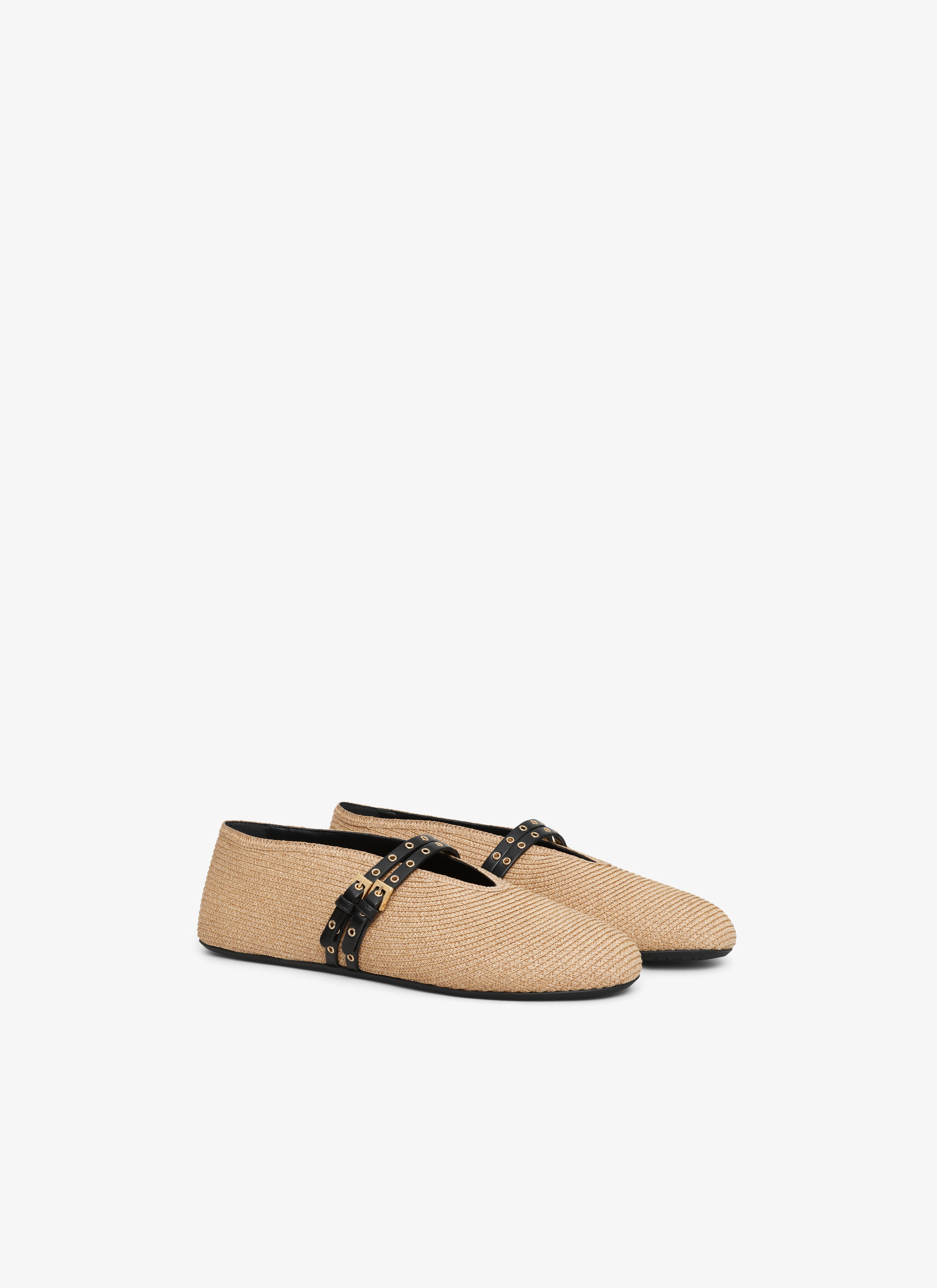 Alaïa BALLET FLATS IN PAPER STRAW | REVERSIBLE
