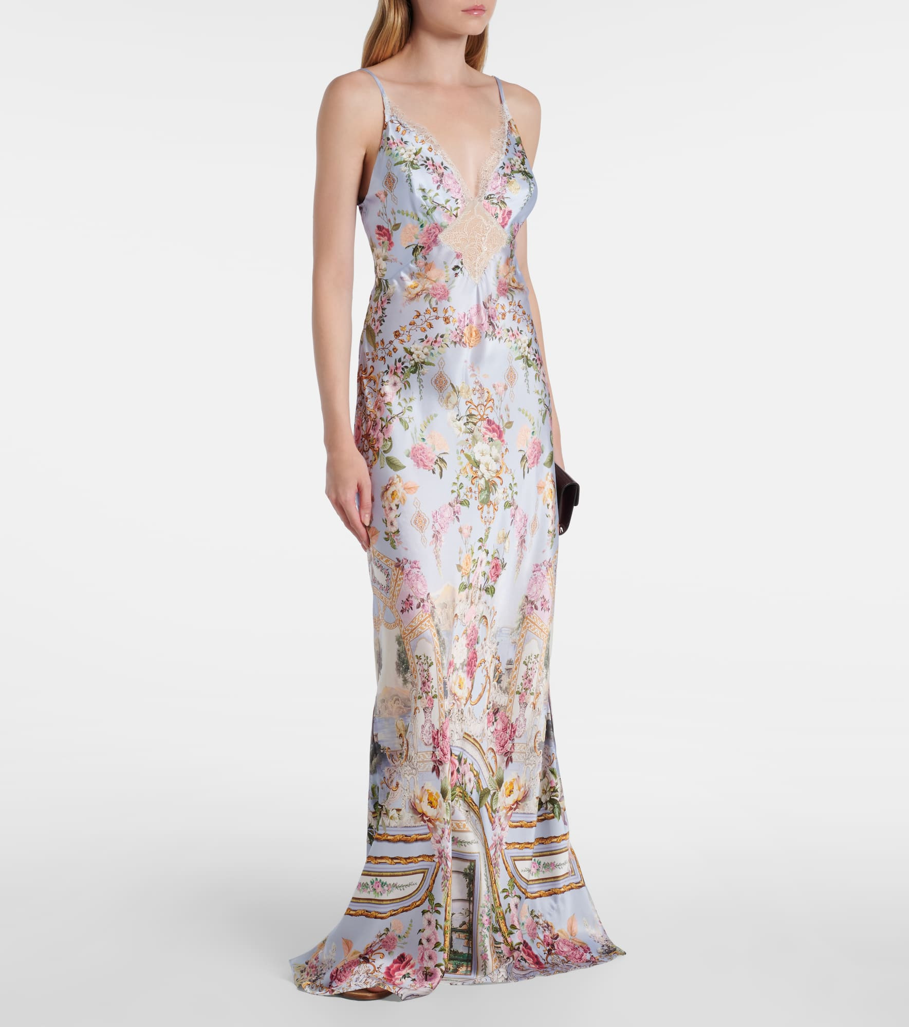 Tiled In Time lace-trimmed silk maxi dress - 2