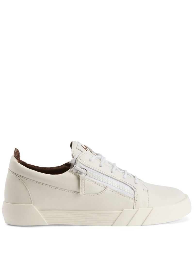 panelled leather sneakers - 1