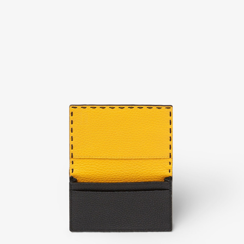 Card Holder Selleria Black and yellow Selleria card holder with 102 hand-sewn stitches 3