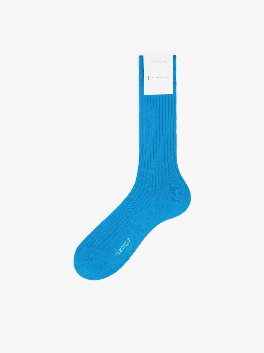 BRIGHT TURQUOISE FIL D'ECOSSE 5X3 RIBBED SOCKS - 1