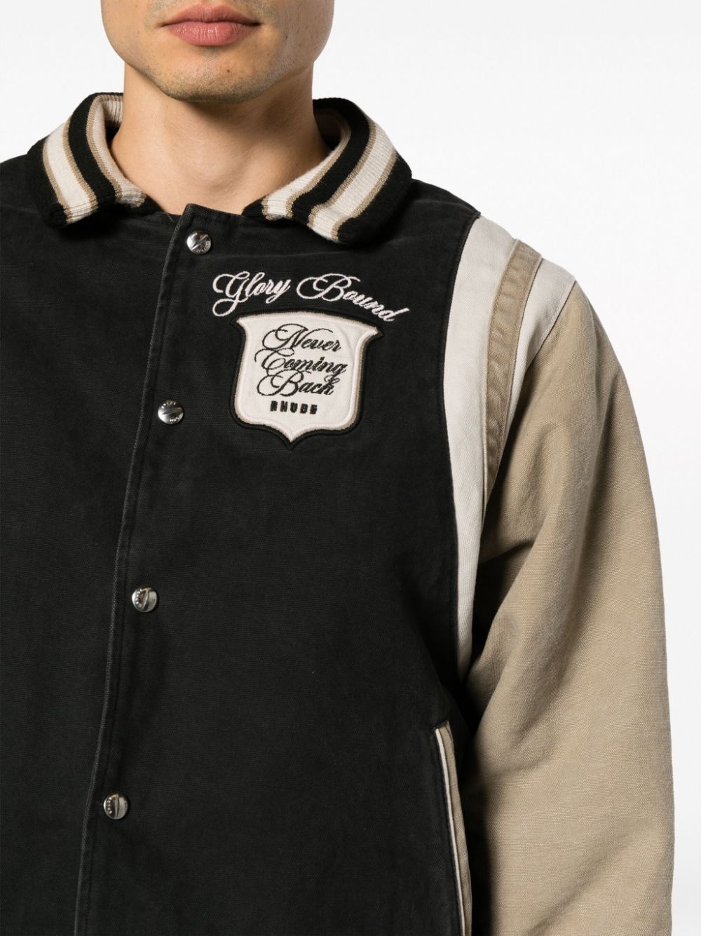 logo-embroidered canvas bomber jacket - 5