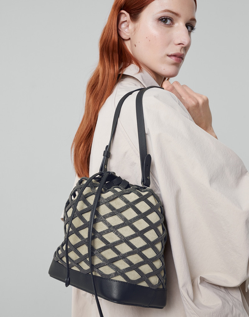 Brunello Cucinelli Precious Net bucket bag outlook
