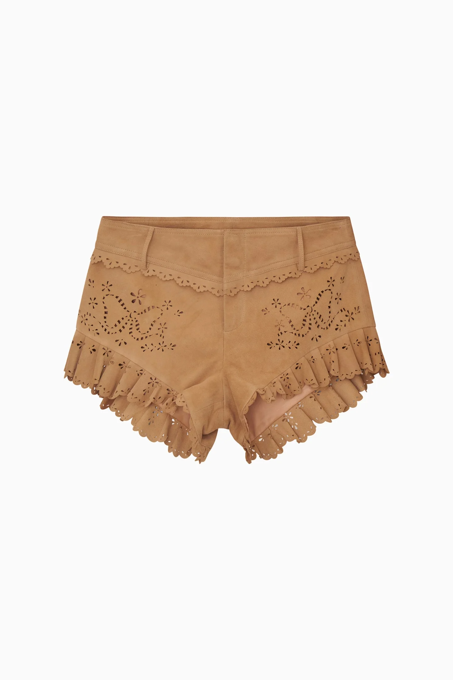 Azalure Suede Eyelet Mini Shorts - 1