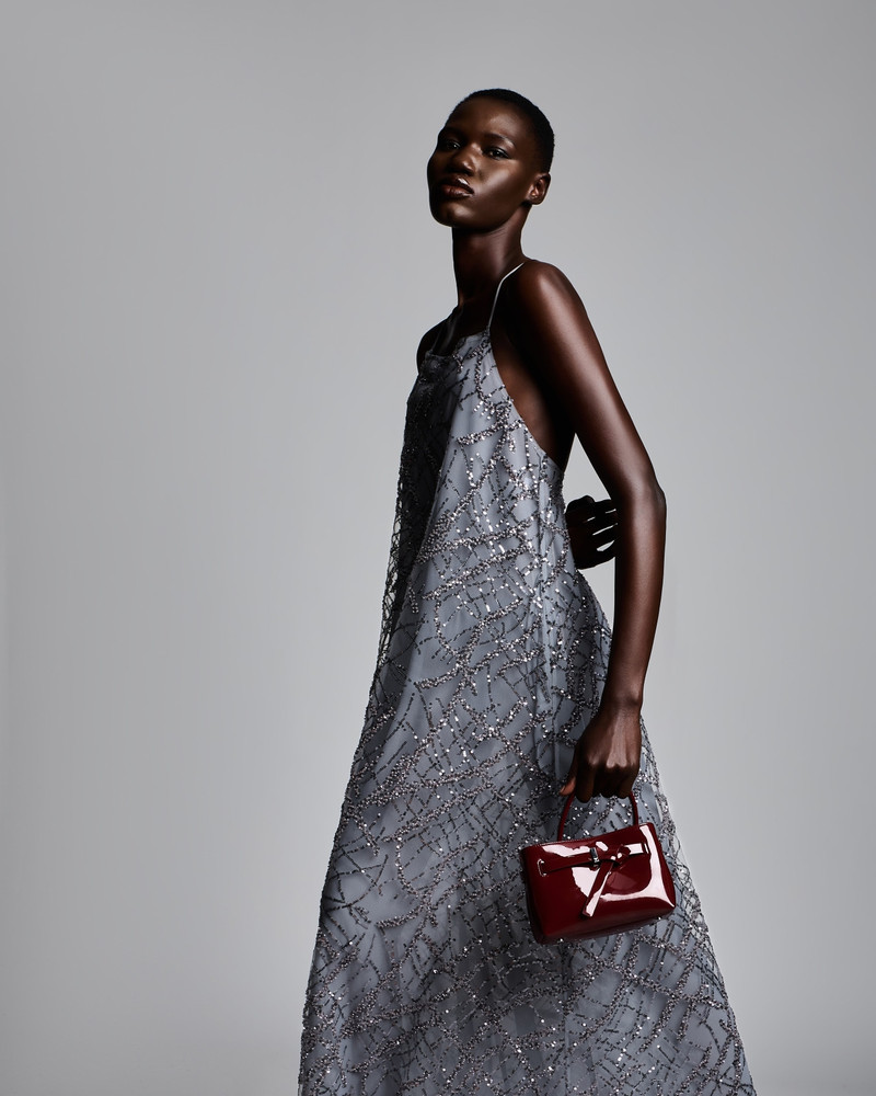 EMPORIO ARMANI LONG TULLE DRESS WITH ALL-OVER MICRO-SEQUIN AND JET EMBROIDERY outlook