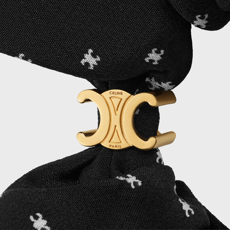 CELINE Celine Micro Triomphe Scrunchy in Silk and Brass with Gold Finish outlook