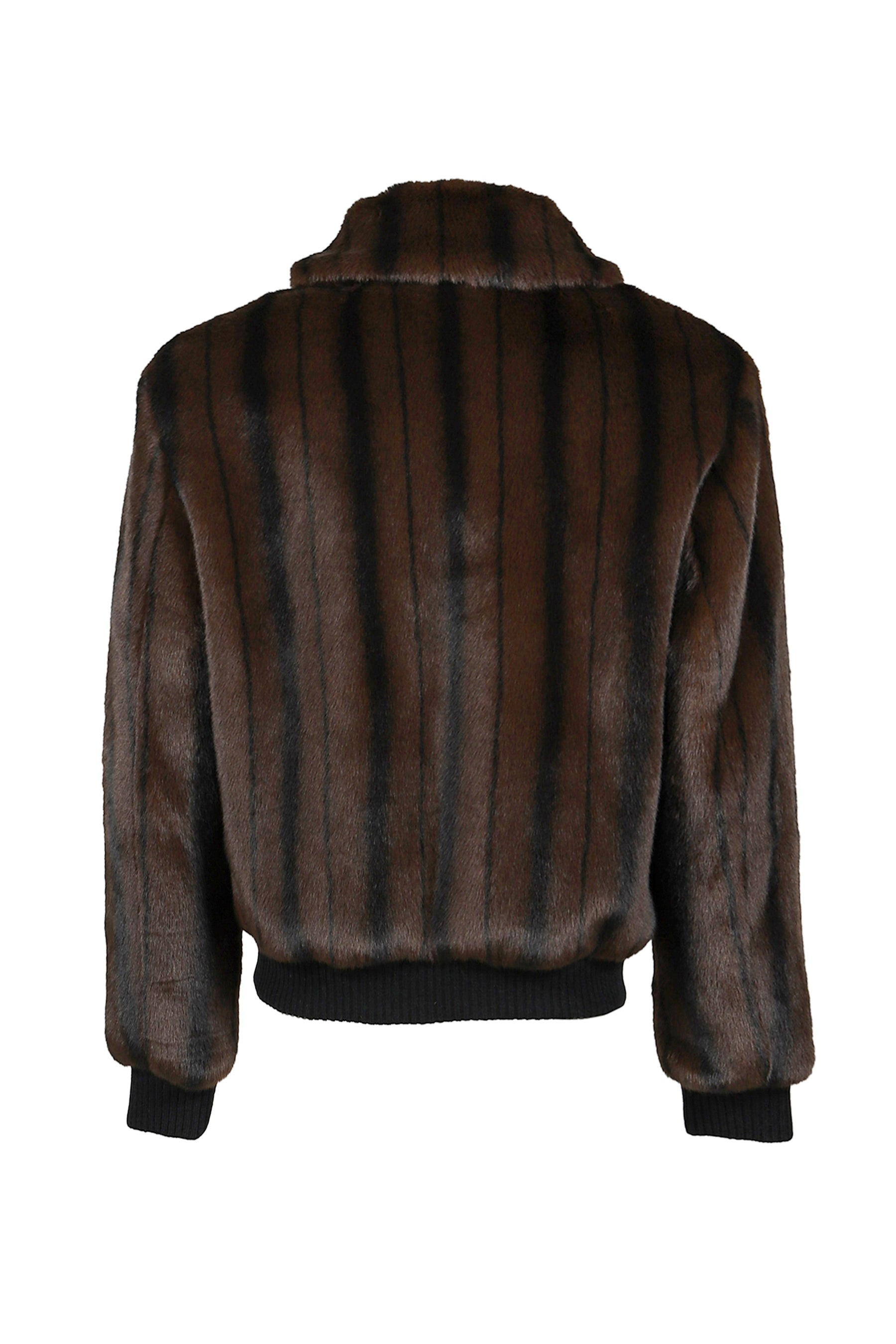 FAUX-MINK HARRINGTON JACKET / BLK BRW - 11
