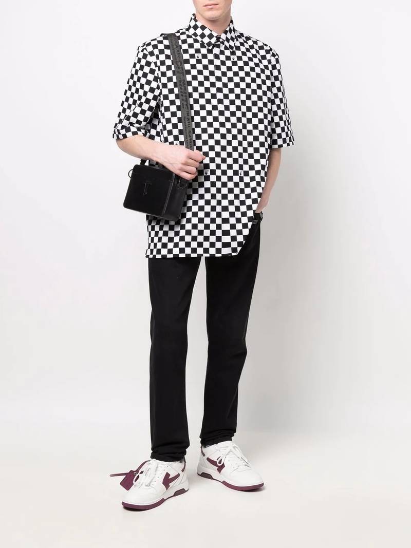 Off-White checkerboard print short-sleeve shirt outlook