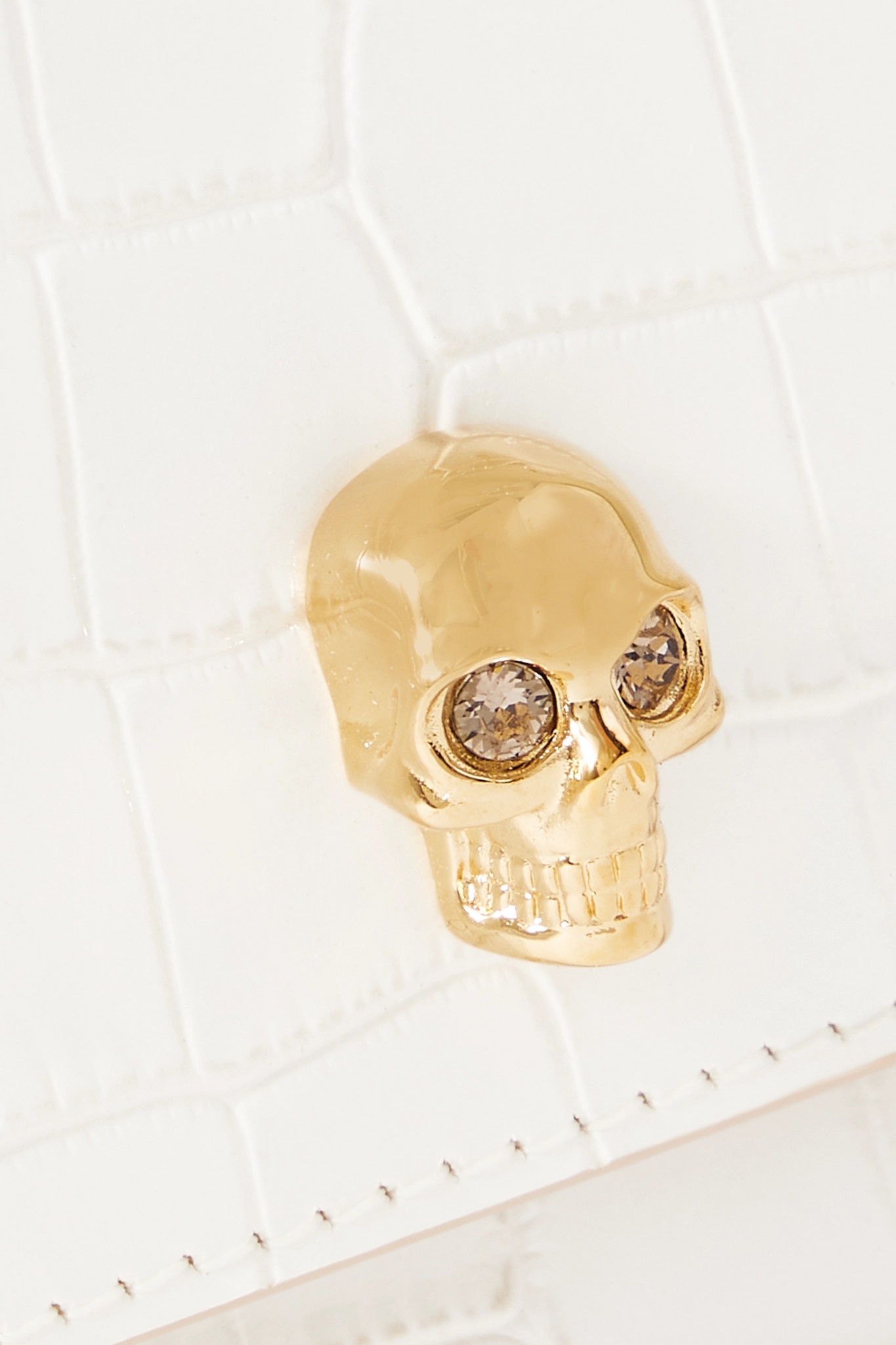 Skull mini embellished croc-effect leather shoulder bag - 4