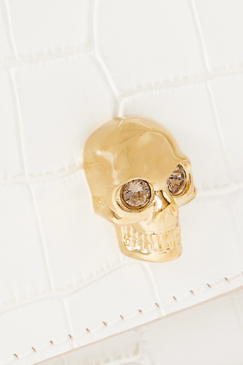 Skull mini embellished croc-effect leather shoulder bag 4
