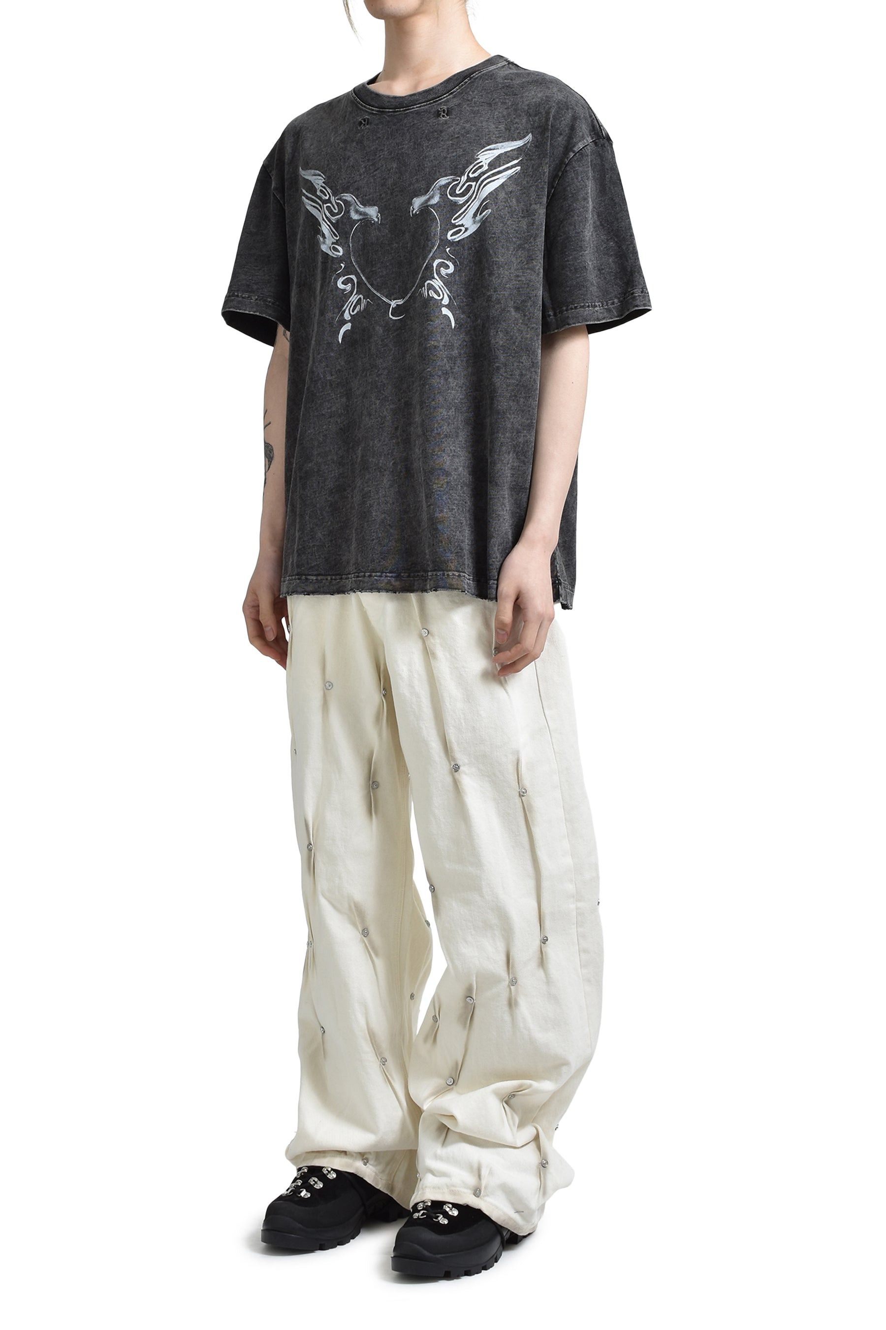 MULTIRIVET BURNT PANTS / WHT - 4