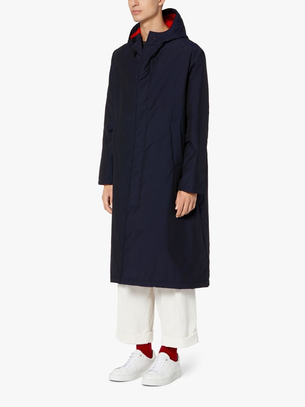 FIRENZE NAVY RAIN SYSTEM WOOL BLEND HOODED THINDOWN PARKA | GMF-301 - 4