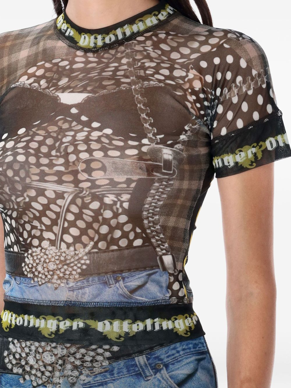 mesh zip-print T-shirt - 3