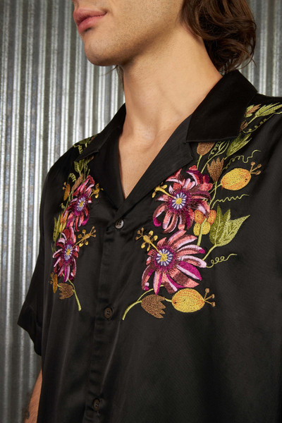 Dries Van Noten Black Embroidered Viscose Shirt outlook