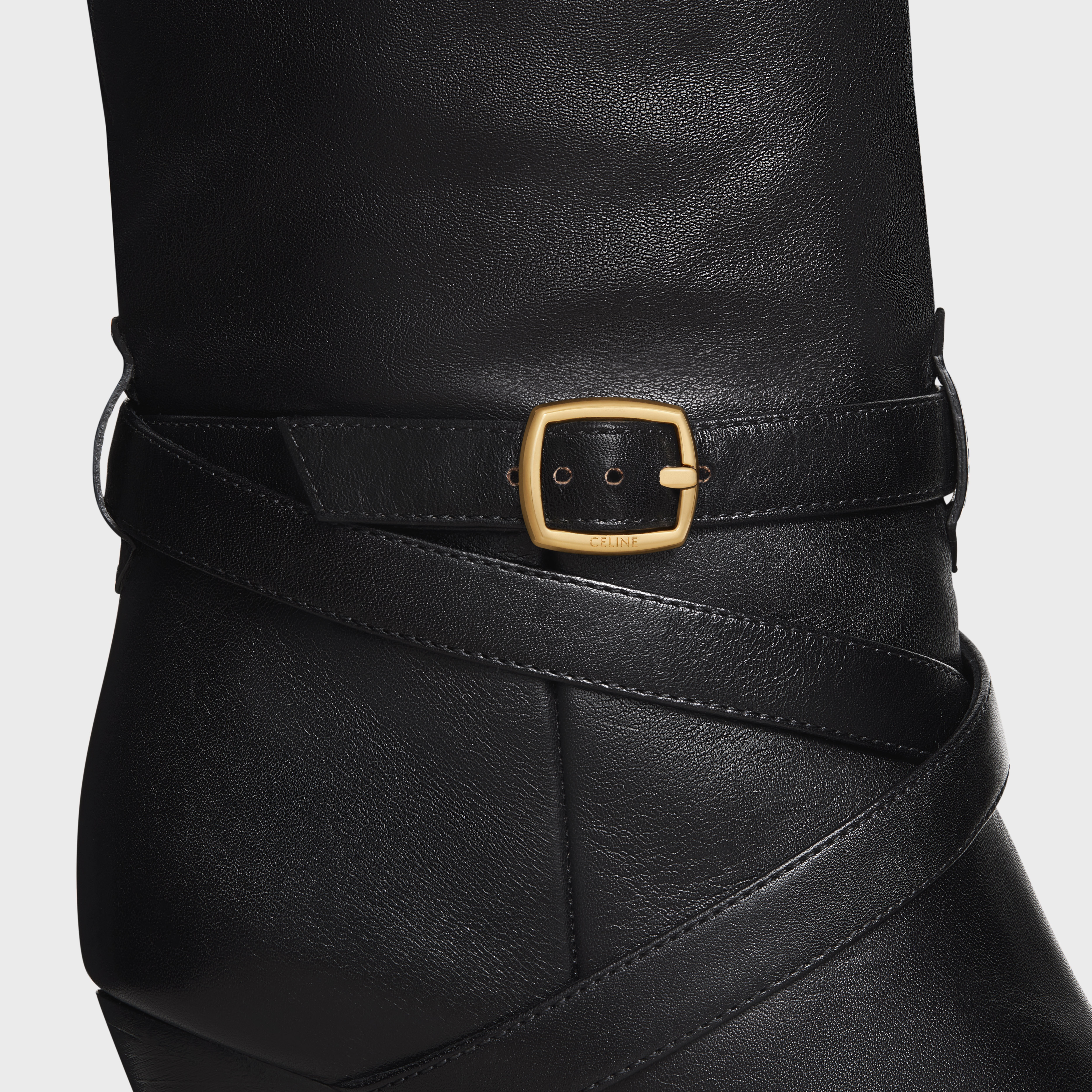 CELINE セリーヌ WILTERN バックル ハイブーツ 354113891C CELINE HIGH SLOUCHY BUCKLE BOOT CELINE WILTERN in CALFSKIN