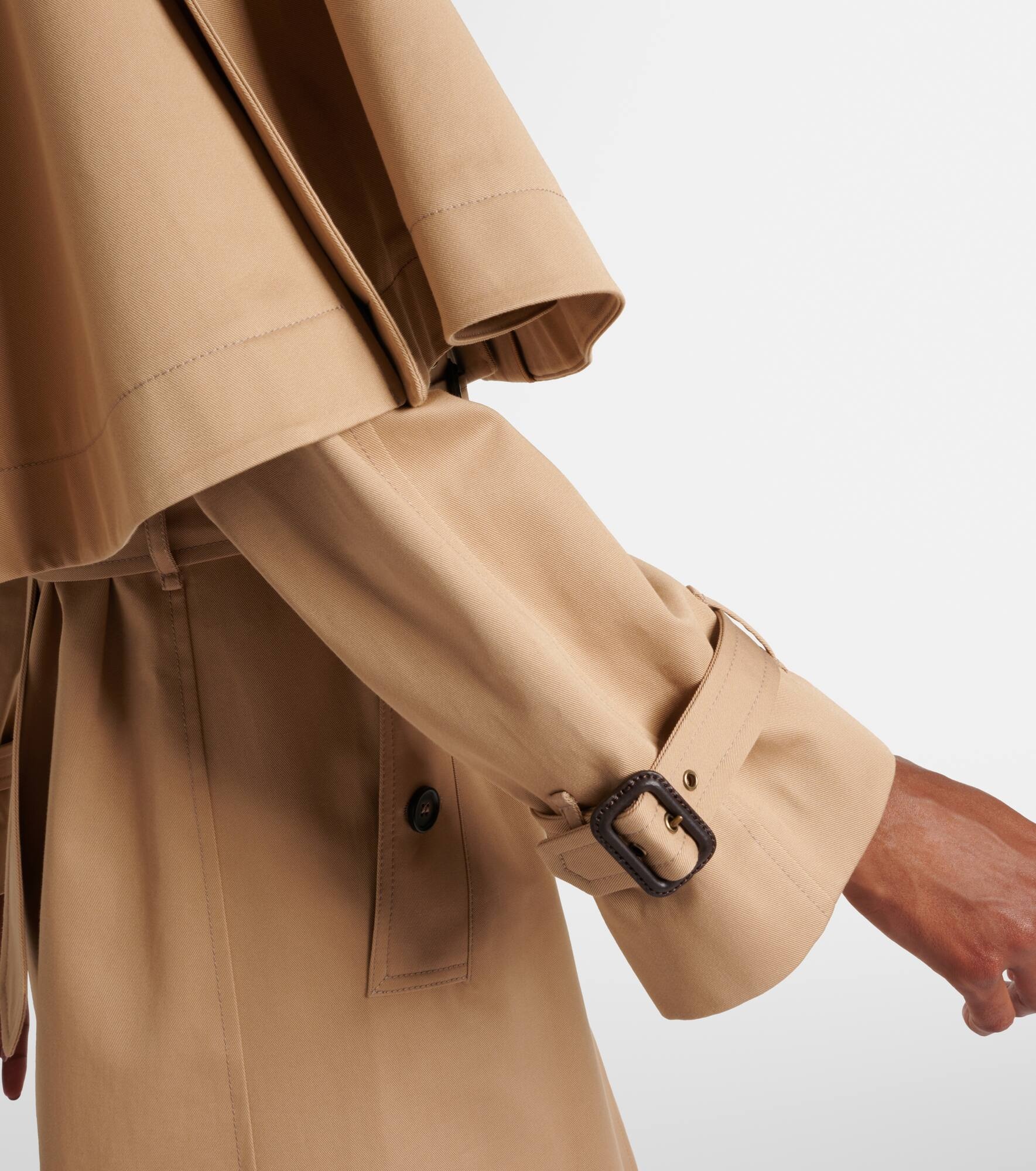 Caped cotton gabardine trench coat - 6