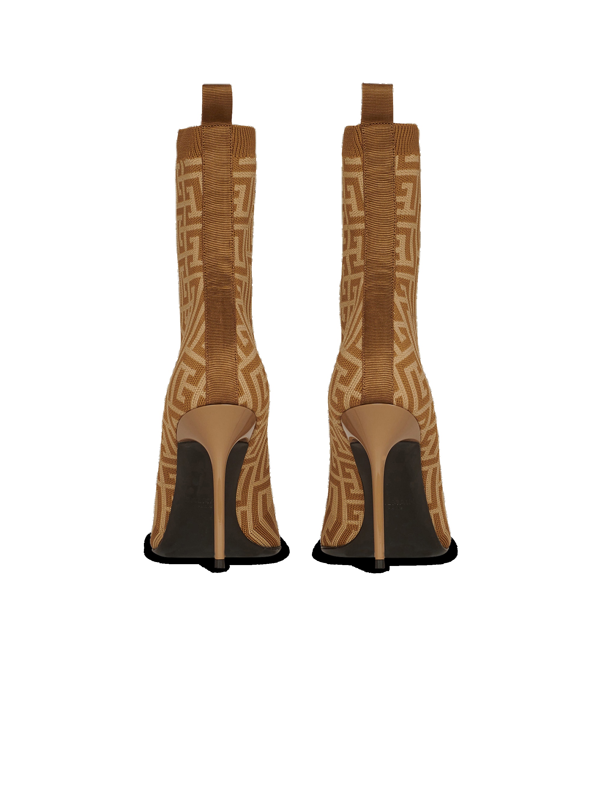 Bicolor stretch knit Skye ankle boots with Balmain monogram - 4