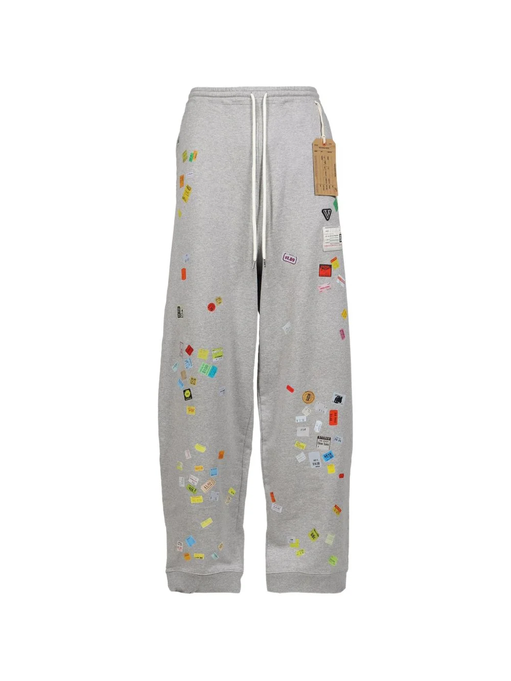 price-tag sticker printed sweat pants - 1
