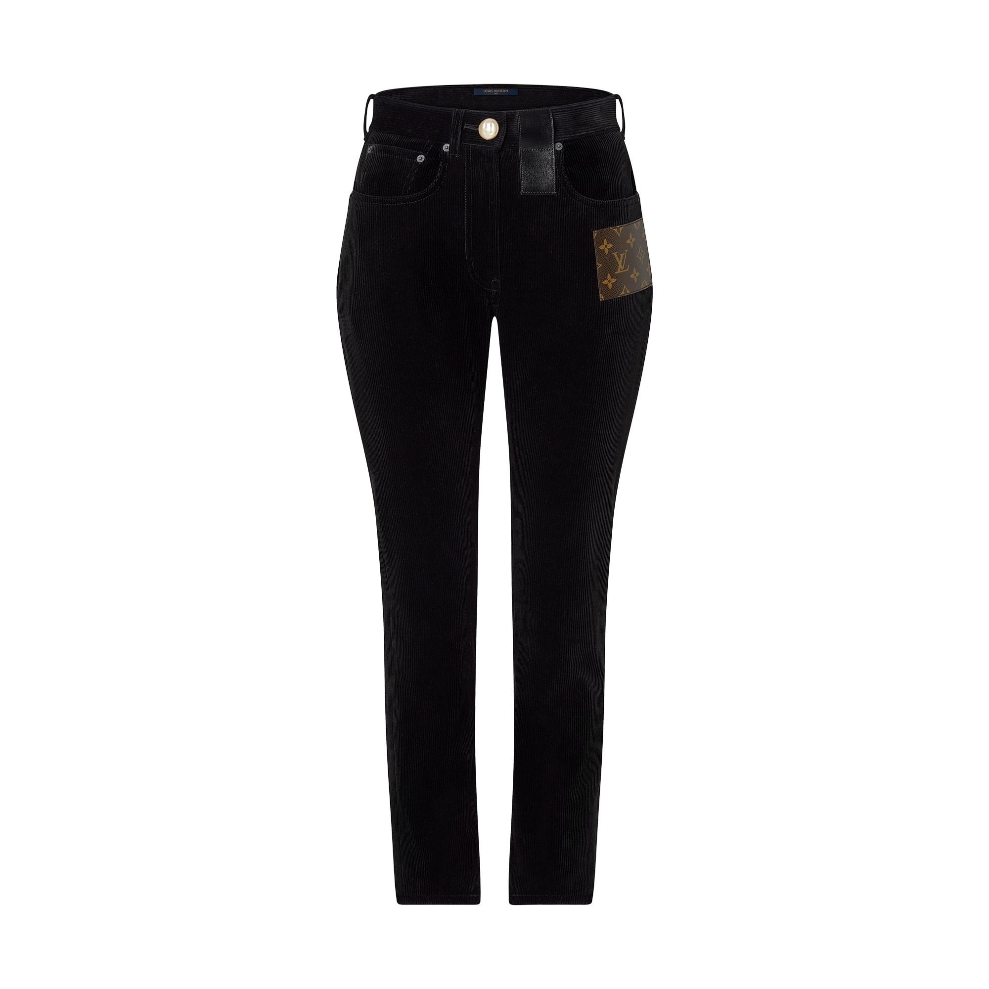 Corduroy Monogram Patch Straight-Cut Jeans - 1