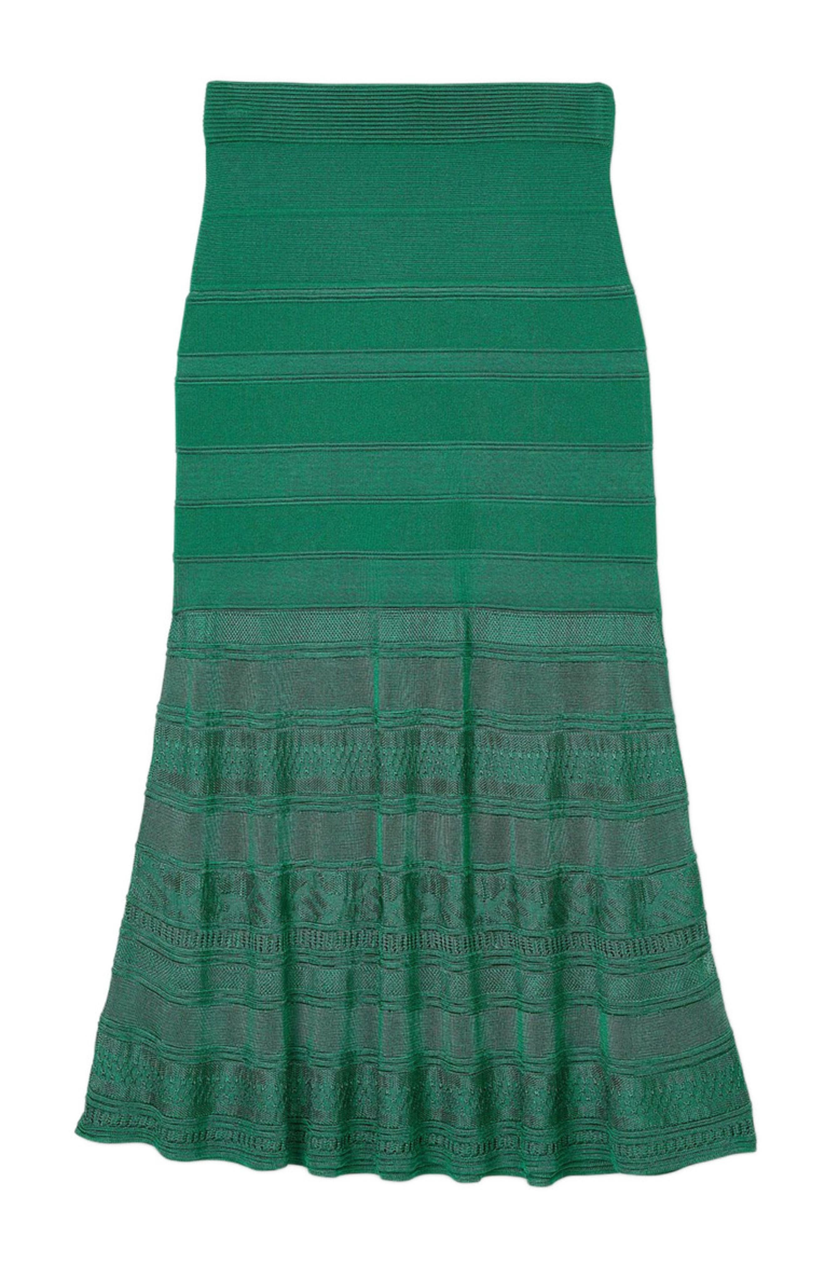 SANDRO Long decorative knit skirt in Emeuraude Green at Nordstrom - 5