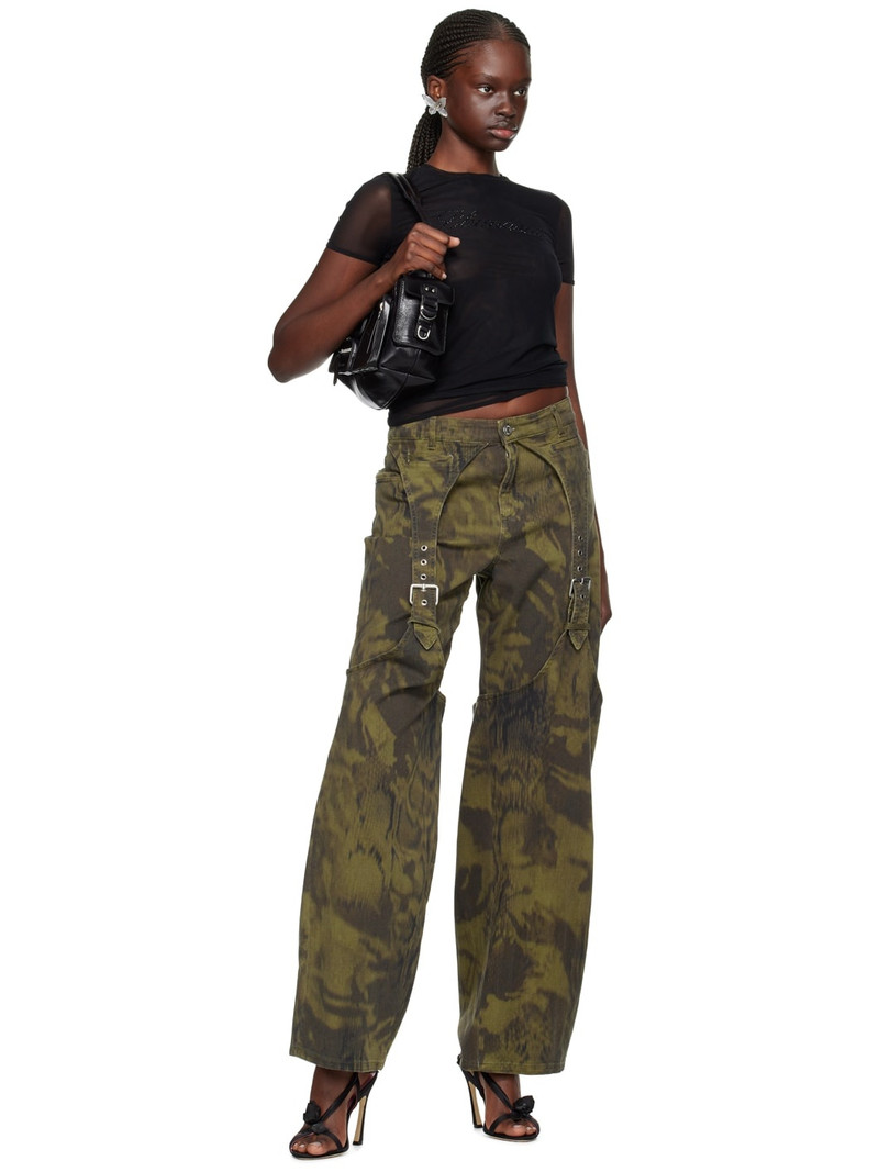 Blumarine Khaki Pattern Denim Trousers outlook