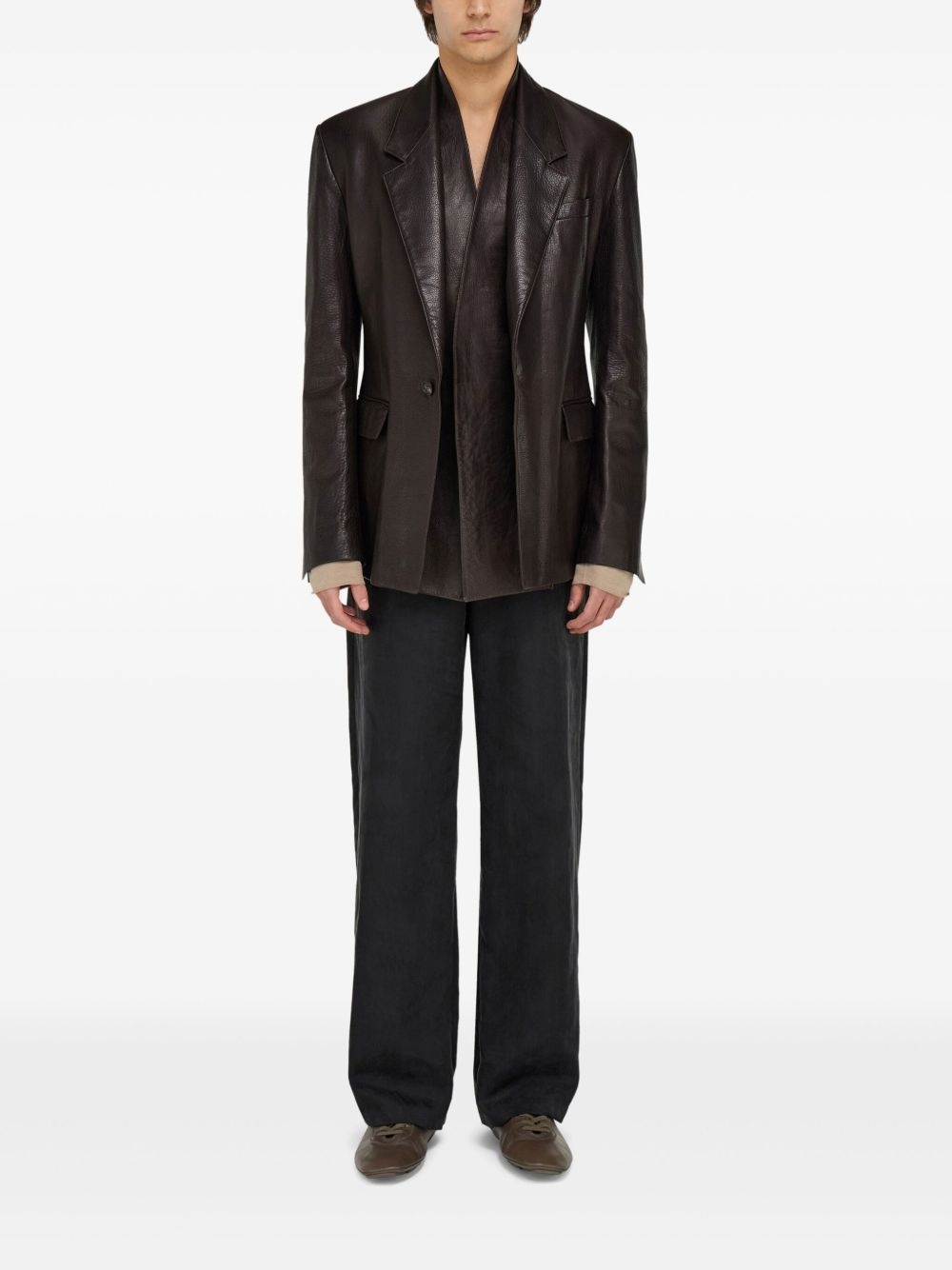 leather blazer - 2