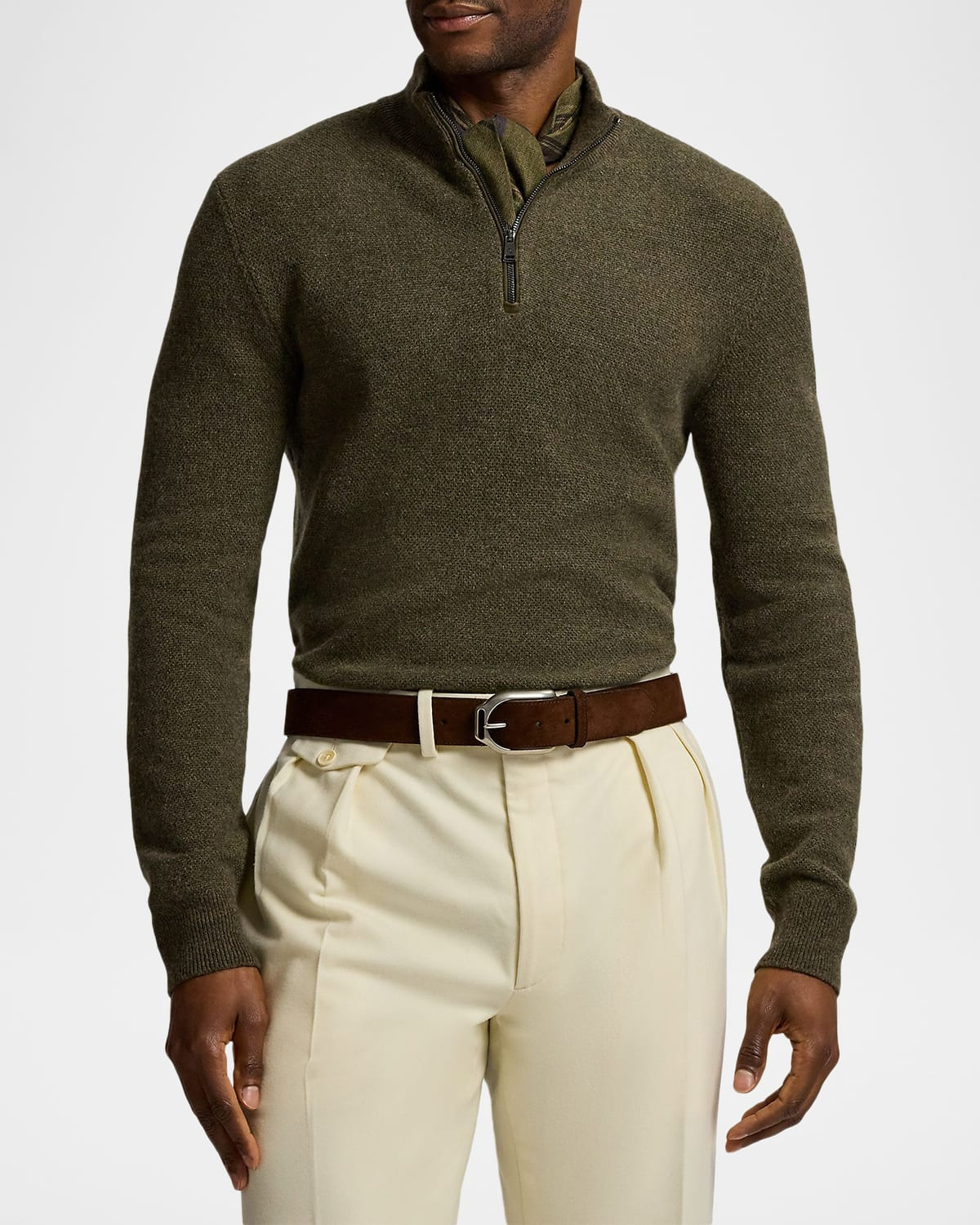 Men's Cashmere Birdseye Quarter-Zip Sweater - 4
